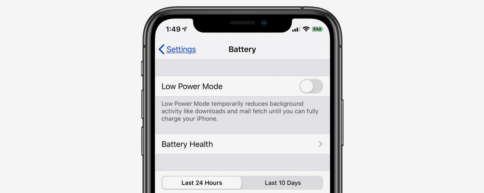 yellow battery indicator on iphone