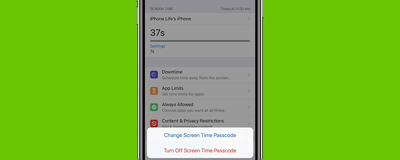 forgot screen time password for iphone