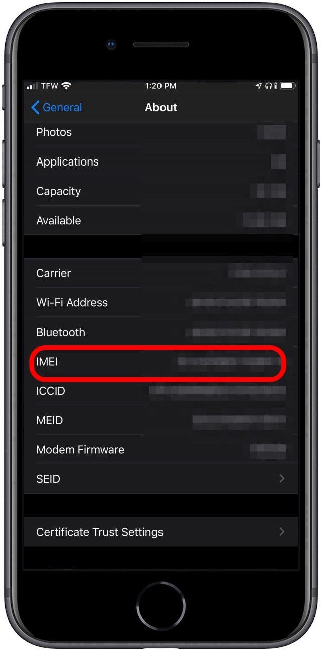 where is imei number on iphone