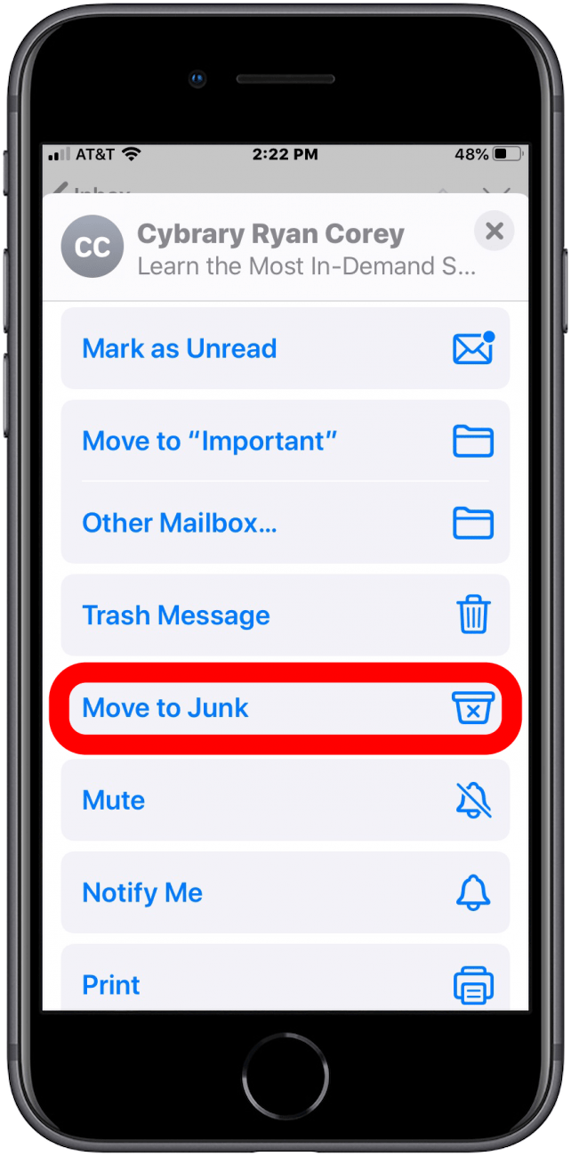 how to block emails on yahoo iphone