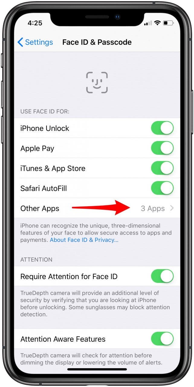 How to Turn on Face ID for Apps in Settings