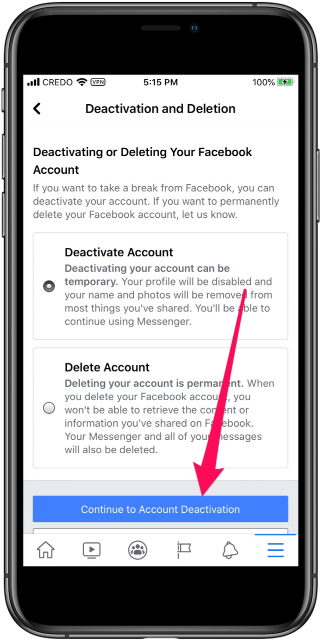 How to Deactivate or Delete Your Facebook Account on Your iPhone