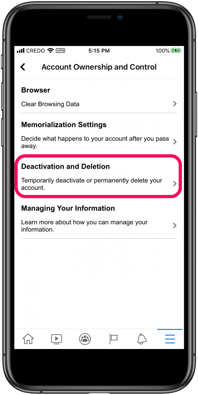how to deactivate facebook account in phone