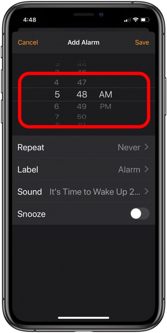 iphone snooze time