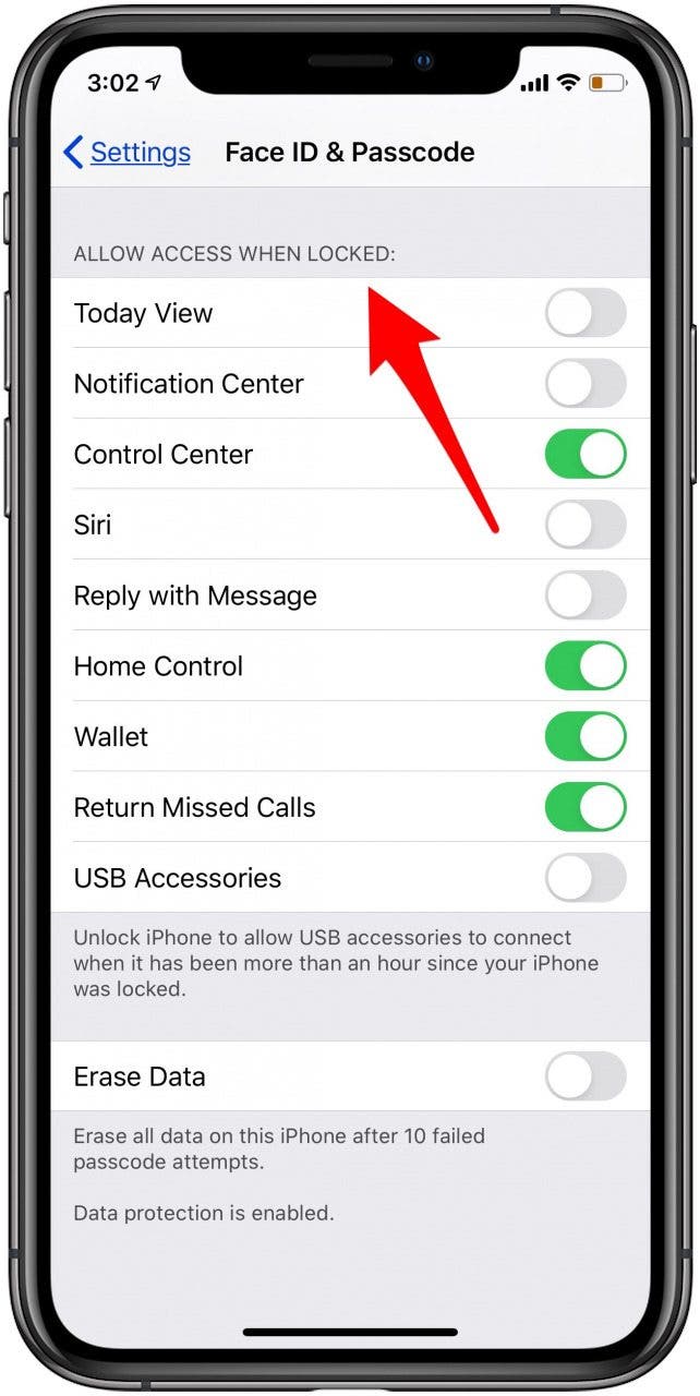 iphone lock screen settings