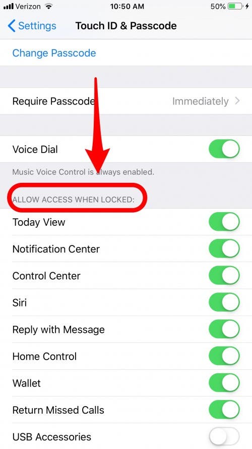 iphone lock screen settings
