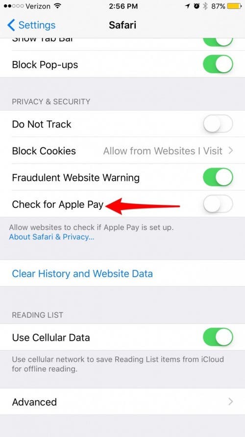 Enable/ Turn off Apple Pay on Safari iPhone: iOS 12.4/iOS ...