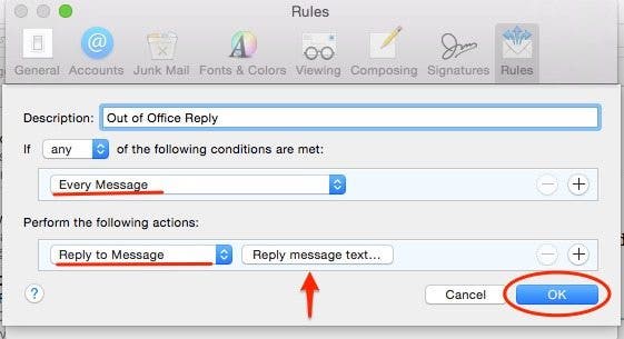 How to Setup Automatic Email Reply for OS X Mail App