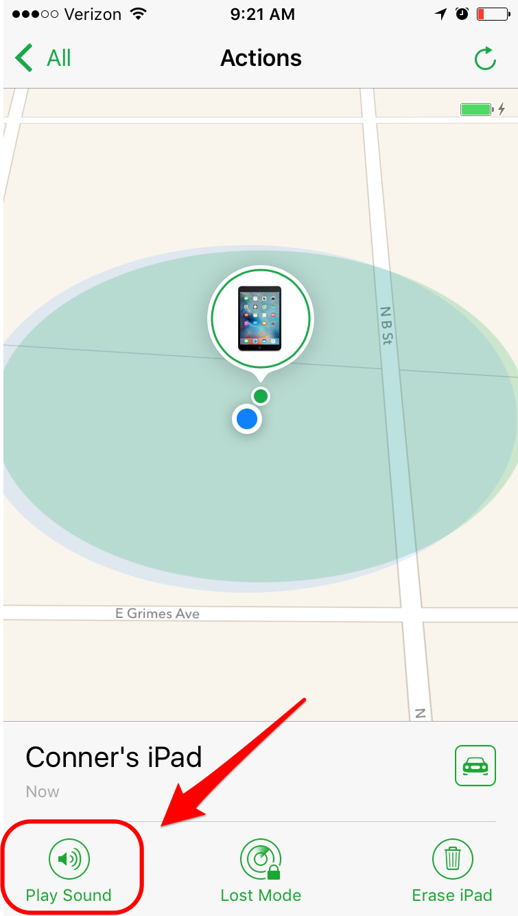 play sound find my iphone icloud green